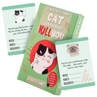 Image of Boxer Gifts How To Tell If Your Cat Is Trying Kill You Card Game Fun for Feline Lovers &amp; Kitten Mums and Dads Includes a Novelty Cats Small Felt Toy