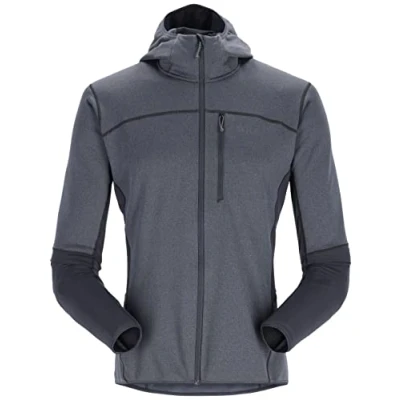 Image of Rab Men&#039;s Ascendor Hoody Fleece Full Zip Jacket for Climbing, Skiing, Backcountry Touring, &amp; Mountaineering Beluga Medium