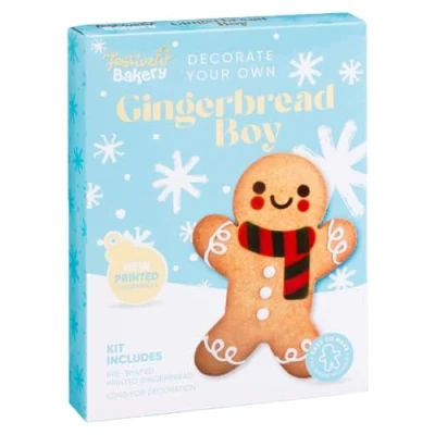 Image of 1 x 115g Gingebread Boy Kit Candy Decoration Icing Pre Baked Cookie Biscuit Christmas Snack Stocking Filler