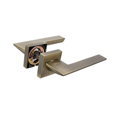 Image of Amig Set of Door Handles ZAhora Model 52 x 146 mm with Keyhole Elegant and Simple Design Ergonomic Grip Handle Zamak Leather