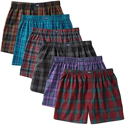 Image of Charles Wilson 6 Pack Woven Boxer Shorts (L, Tartan Check 78)