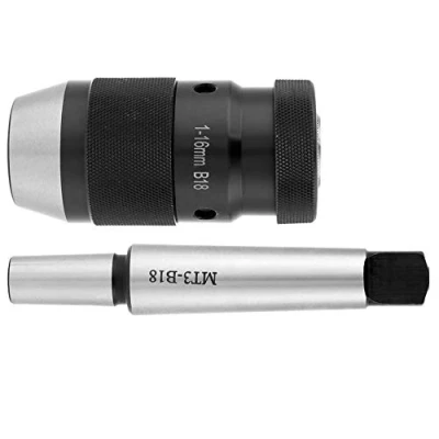 Image of Keyless Lathe Drill Chuck, 1 16mm Steel Self Tighten Chuck Arbor Set with MT3 B18 Taper