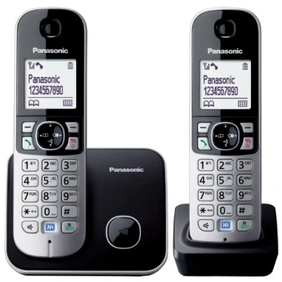 Image of Panasonic KX TG6812EB Twin DECT Phone Black/Silver
