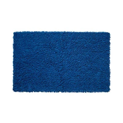 Image of Croydex Blue Cotton Bathroom Mat with Slip Resistant Backing
