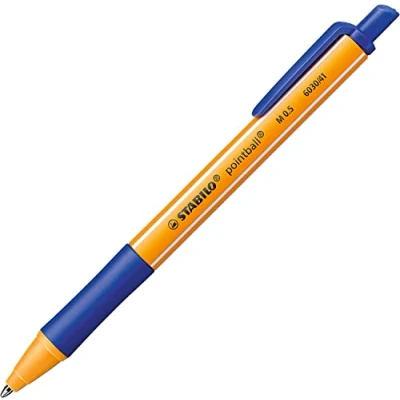 Image of STABILO &#039;POINTBALL&#039; RETRACTABLE BALLPOINT PEN BLUE INK (PACK OF 3)