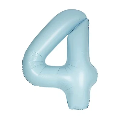 Image of Giant Foil Number 4 Balloon 86 cm Matte Baby Blue