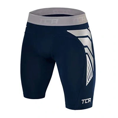 Image of TCA Men&#039;s CarbonForce Pro Compression Base Layer Shorts Thermal Under Gear Navy Eclipse, S