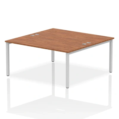 Image of Impulse Bench B2B 2 Person 1600 Silver Frame Office Desk Walnut