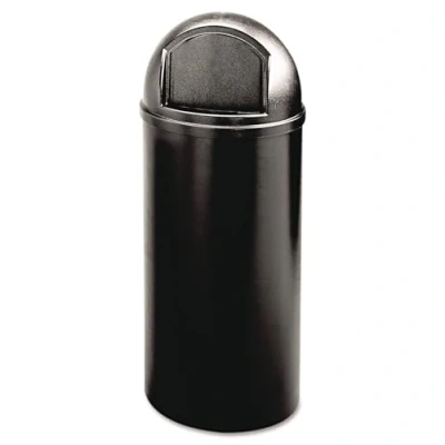 Image of Rubbermaid Commercial Products Marshal Classic Waste Bin Container with Retainer Bands 56.8 Litre Black FG816088BLA