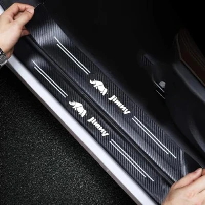 Image of RIDGOEL 4Pcs Car Door Sill Protector Carbon Fiber Kick Plates, for Suzuki Jimny Accessories Automobile Threshold Scuff Plate Cover Steps Welcome Pedal Decorative Strips B