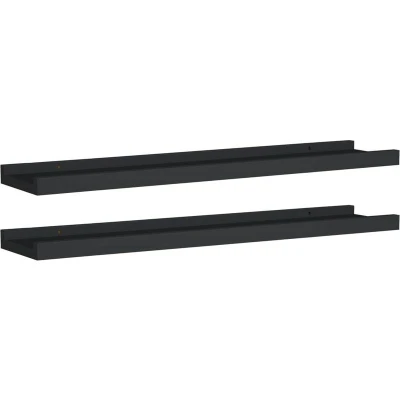 Image of vidaXL Picture Frame Ledge Shelves 2 pcs Black 60x9x3 cm MDF