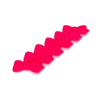 Image of Hair Bow Clip for Pets Dog Pack of 6 Neon Pink