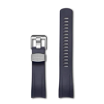 Image of CRAFTER Blue Curved End Watch Band Rubber Strap Replacement for Seiko Samurai Prospex Automatic Dive SRPB51, SRPB09, SRPB53, SBDY007, SBDY009, SBDY011, SBDY019, SBDY025 etc Dark