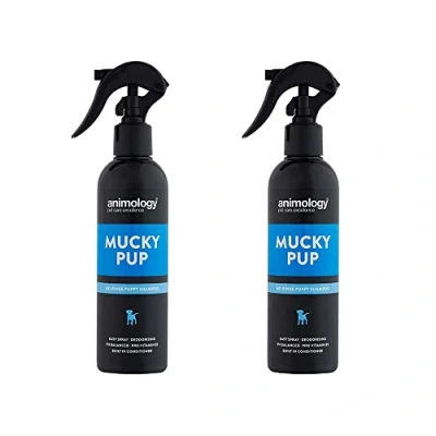 Image of Animology Mucky Pup Shampoo No Rinse Dry for Dogs 250 ml Puppy Removes Dirt And Foul Odours Maintains the Health, Strength, Condition of Your Dog’s Coat 2 Pack