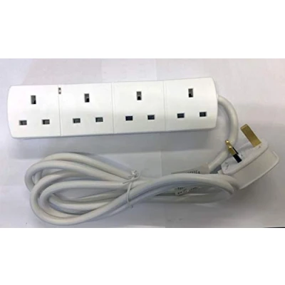 Image of POWERPLUS 4 Way 2 Metre Extension Lead 13 Amp 240 V AC, White