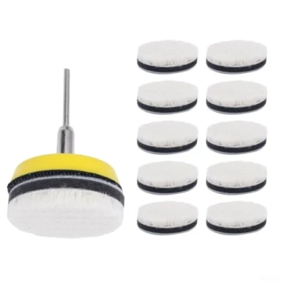 Image of Pure Wool 2 Inch Buffing Polishing Pad for Car, Glass, Furniture 11PCS Set, Felt Wheel, Wheel Set Rotary Tool Accessories