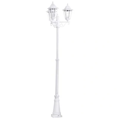 Image of Eglo Outdoor lamp Post Navedo, 3 Victorian Style Outside Lighting, Garden and Driveway Light Made of cast Aluminium Glass, White Lantern, E27 Socket, 87 inches, IP44