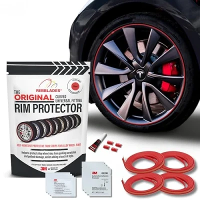 Image of Rimblades Original (Red) Alloy Wheel Protectors (Set of 4) Fits 12 24 Inch Rim Protection