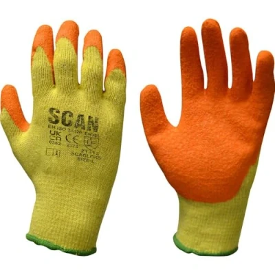 Image of Scan SCAGLOKSM Knitshell Latex Palm Gloves Orange Size 8
