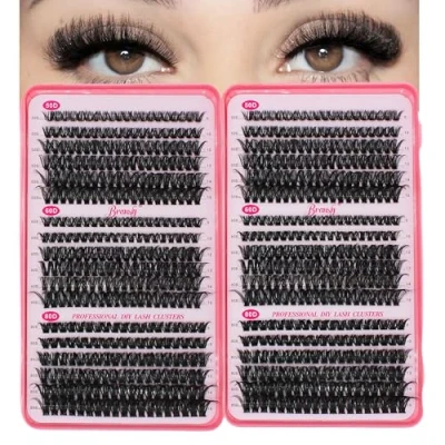Image of Bransfy 3 Styles 708pcs Eyelashes Clusters Lash Wispy Individual Lashes D Curl Extension 9 16MM Natural Volume DIY Cluster Eyelash(50D+60D+80D)