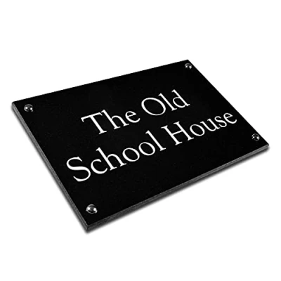 Image of Granite Black Engraved House Signs, Personalised With Your Name/Number (355mm x 200mm 10mm)