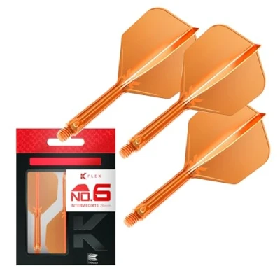 Image of TARGET Darts K Flex Integrated Dart Flight And Shaft, No.6 Orange (Intermediate) Pack Of 3 No 6, Kflex Precision Moulded 2 In 1 Flights Stem Professional Accessories