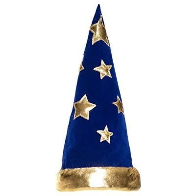 Image of Boland Childs Wizard Hat, Children&#039;s Fancy Dress Accessory, World Book Day, Halloween, Kids Up, Magician Hat For Girls and Boys, Blue/Gold (One Size)