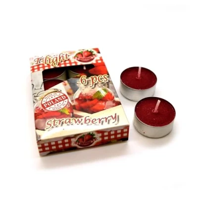 Image of SolaDirect Scented Tea Lights Candles, Pack of 6 Tealights Decorative Household Clean Burn, 4 Hours Long Burning Time (Strawberry)