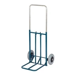 Image of Telescopic Folding Toe Sack Truck; Solid Wheels; Steel; 100kg; Blue