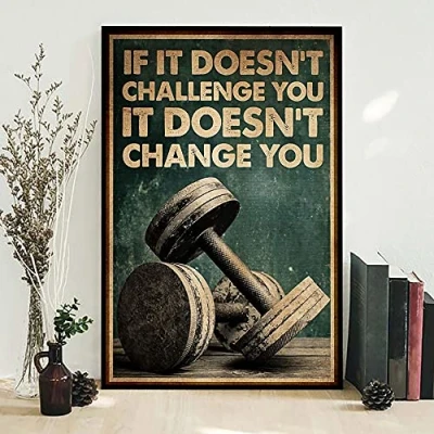 Image of BCTS Fitness Posterif It Doesn&#039;T Challenge You Change Gym Poster Sports Lifting Funny Decor Metal Sign 12x16 inch