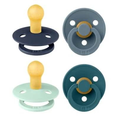 Image of BIBS 4 Pack Colour Soothers Baby Boy Colours size 1 Round Nipple