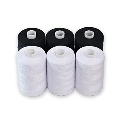 Image of Black &amp; White Sewing Thread 6 Spools of Polyester for Machine Beginners, Hand Stitching Quilting 1000 Yards Per Spool