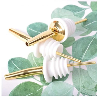 Image of 3pcs Gold Pourers Stainless Steel Freeflow Pourer Spout Oil Drinks Bottle