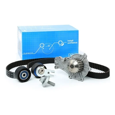 Image of 30711068, 30711069, 30751981, 31259239, 31316844 Water Pump + Timing Belt Kit SKF VKMC 03140 with gaskets/seals 144 rounded tooth profile Plastic