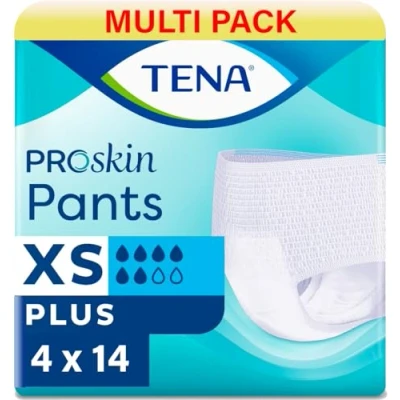 Image of TENA Pants Plus Extra Small Incontinence Pull ups 6 Drops 4 Pack of 14