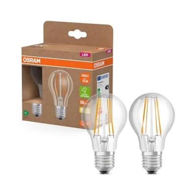 Image of OSRAM LED traditional light bulb E27 5W Filament 2.700K 1055lm 2 pack