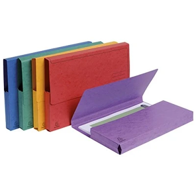 Image of Exacompta Ref 4790E Document Wallets 240 x 320mm in Size, Suitable for A4 Documents, 30mm Expansion Gusset, 300gsm Mottled Pressboard Assorted Colours (Pack of 5)