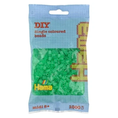 Image of Hama Beads Bag Approx. 1000 Midi Fuse Mosaic Decoration Arts &amp; Craft for Creative Children Ages 5+ Translucent Green