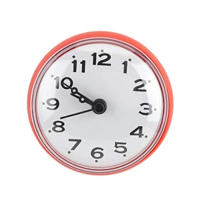 Image of VOBOR Bathroom Clock,small Waterproof Suction Wall Window Mirror Bath Shower Clock for Home Decoration (Red)
