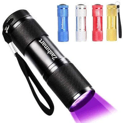 Image of ZASHMART UV Torch, 87mm L 9 Led Torch 395 Nm Resin, Black Portable Light, Light Pets Urine Detector, 26mm Dia Ultraviolet Dog Pet Bed For Resin Curing. (Pack of 5)