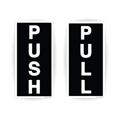 Image of Push Pull Door Signs Self Adhesive (180 x 90 mm) Waterproof Stickers
