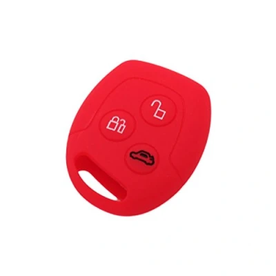 Image of BROVACS Silicone Cover Protector Case Holder Skin Jacket Compatible with FORD 3 Button Remote Key Fob CV9702 Red