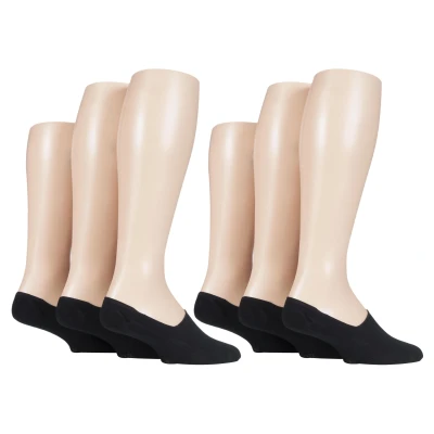 Image of Gentle Grip Mens Invisible No Show Silicone Soft Touch 6 Pack Socks (6 11, Black)