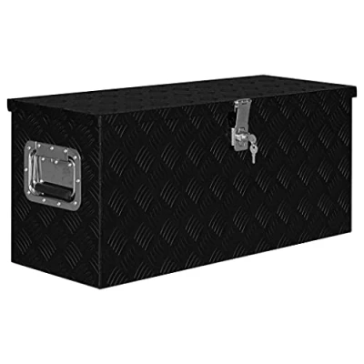 Image of vidaXL Black Aluminium Box Lightweight and Rust Resistant Storage Case with Key Lock, 80x30x35 cm&#039;