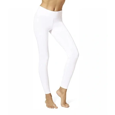 Image of HUE Women&#039;s Ultra Leggings with Wide Waistband, Full and Capri Length Pants, White, S