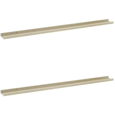 Image of vidaXL Wall Shelves in White and Sonoma Oak Modern Design MDF for Living Room, Bedroom, or Office Decorative mounted Storage 115x9x3 cm