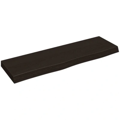 Image of vidaXL Solid Oak Wood Bathroom Countertop in Dark Grey, 100x30x(2 6) cm, Versatile &amp; Handmade with Live Edge Detail