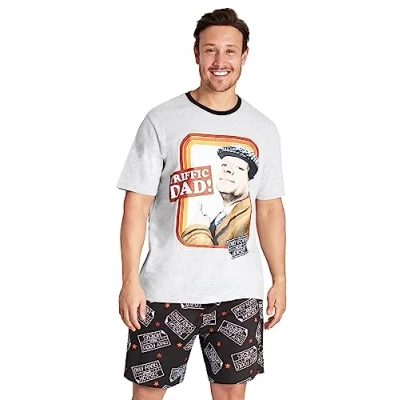 Image of Only Fools and Horses Pyjamas for Men Summer Nightwear Mens Short Set Funny Lounge Wear Soft Breathable PJs Size S 3XL Sleepwear (Grey/Black, 3XL)