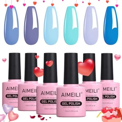 Image of AIMEILI Gel Nail Polish Set Soak Off UV LED Multicolour/Mix Colour/Combo Colour Of 6pcs X 10ml Gift Kit 32