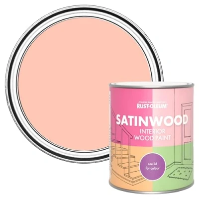 Image of Rust Oleum Peach Satinwood Interior Wood Paint Happy As A Clam 750ml